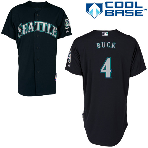 John Buck #4 MLB Jersey-Seattle Mariners Men's Authentic Alternate Road Cool Base Baseball Jersey